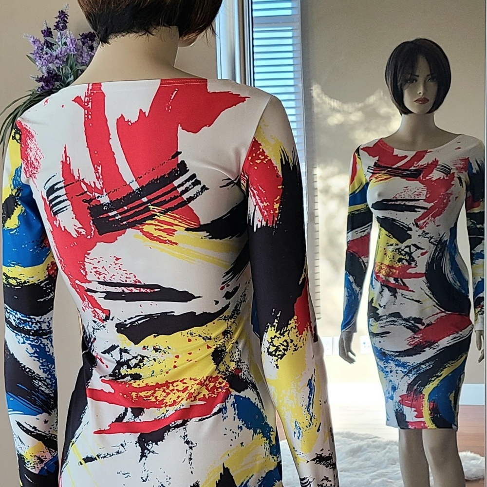 LONG SLEEVE COLORFUL DRESS
